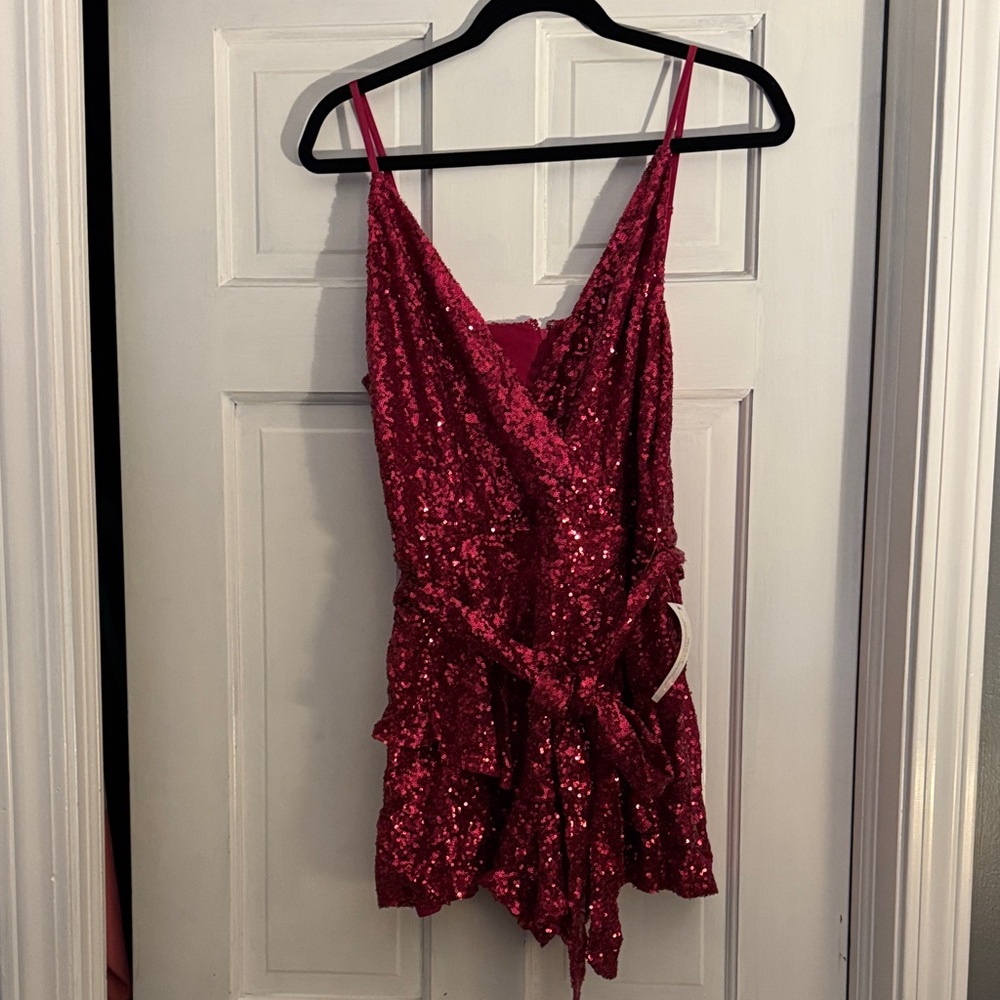 VENUS Deep Pink Sequin Romper